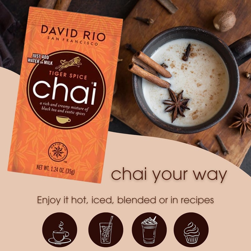 David Rio Tiger Spice Chai Tea Latte Mix - Pack of 48 - Image 4